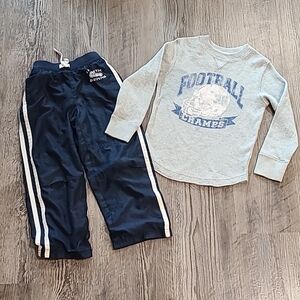 Football Champs Thermal Shirt with Matching Pants Size 5/6